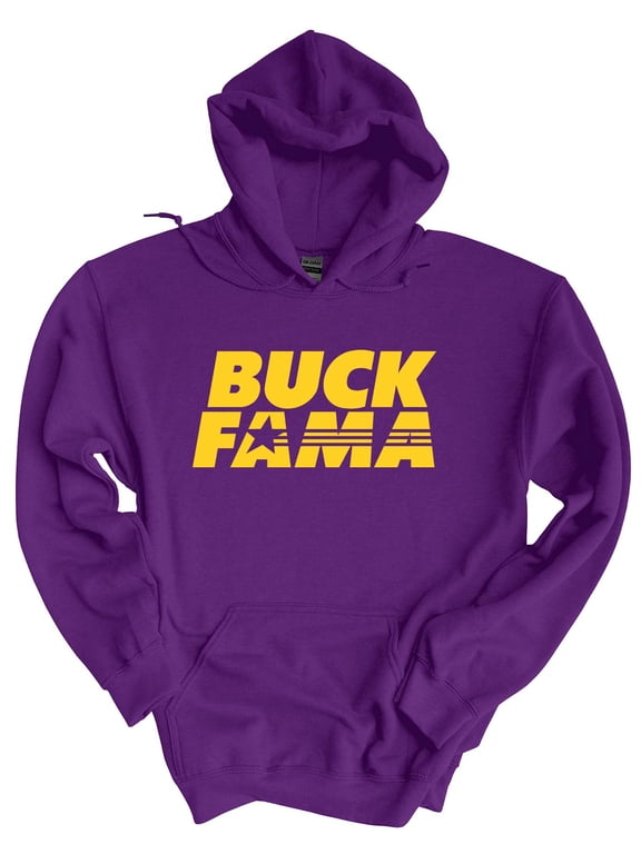Louisiana Hoodie Football Team Color Purple and Gold Louisiana Buck Fama Funny Tiger Mens Hooded Sweatshirt-Purple-medium
