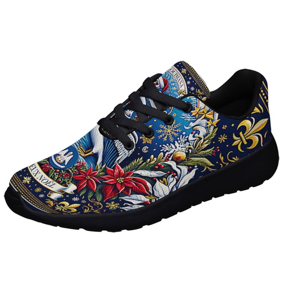 Louisiana Joyeux Noyl Pelican Feliz Navidad ChriStas Shoes Sneakers Black Size 7.5