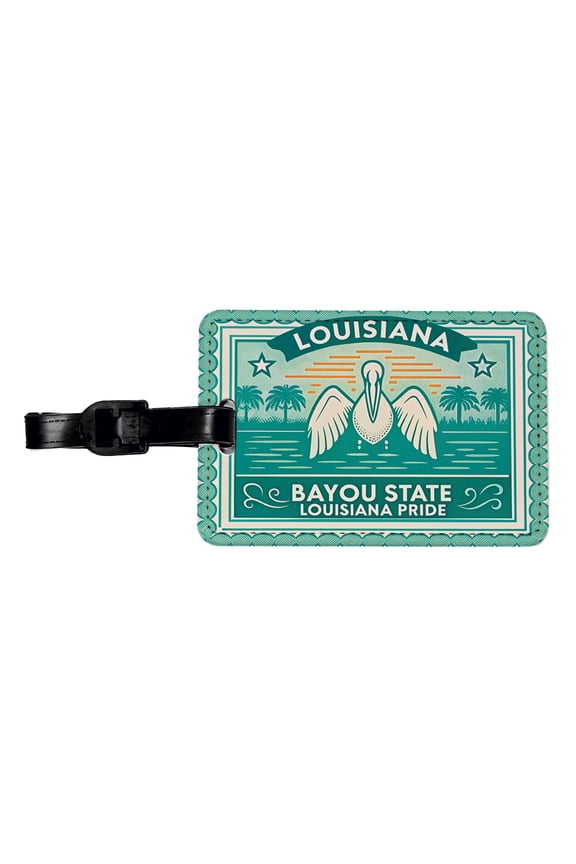 Louisiana LA Bayou State Travel Vacation Stamp Faux Leather Travel Luggage Tag