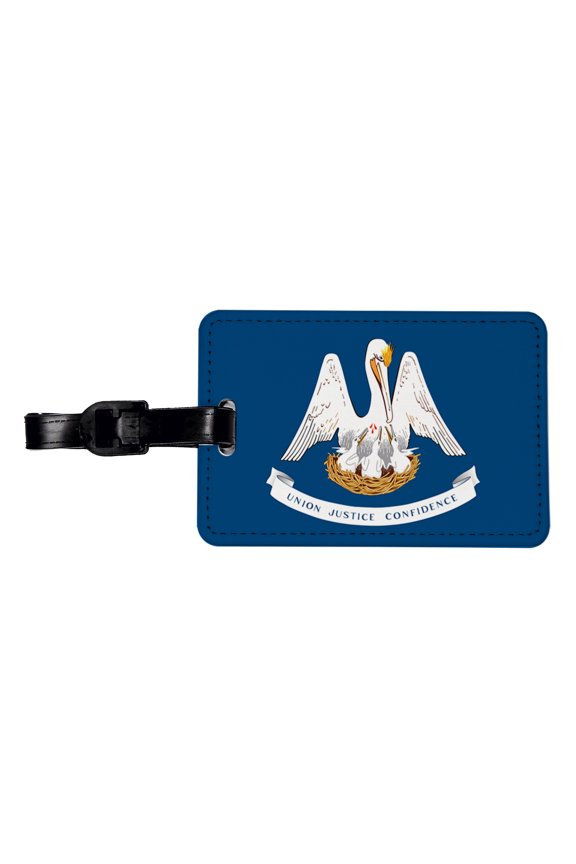 Louisiana LA State Flag Faux Leather Travel Luggage Tag
