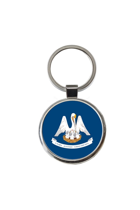 Louisiana LA State Flag Metal Round Keychain