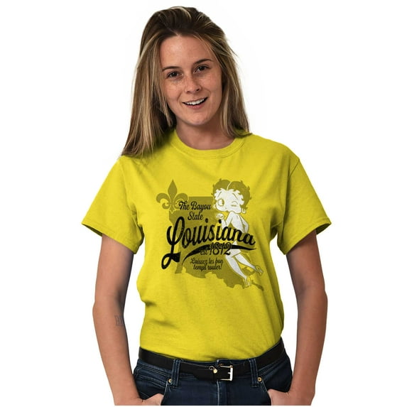 Louisiana LA State Pride Betty Boop Women's Graphic T Shirt Tees Brisco Brands S