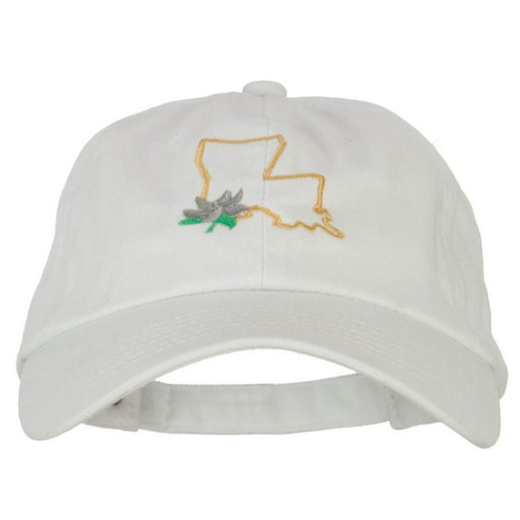 Louisiana Magnolia with Map Embroidered Unstructured Washed Cap - White OSFM