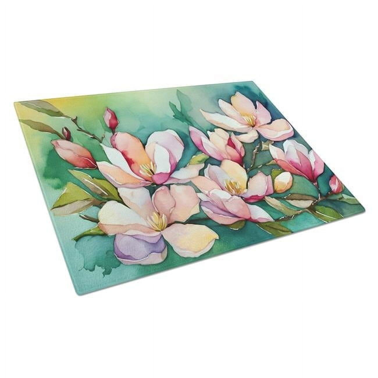 Louisiana Magnolias in Watercolor Glass Cutting Board Large 12 in x 15 ...