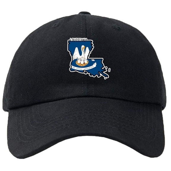 Louisiana Map Flag Baseball Cap Hat Hook & Loop Closure USA Louisiana State Baton Rouge The Pelican State - Personalize it!