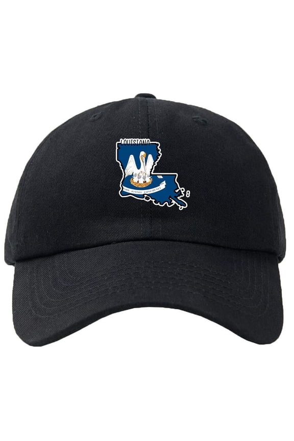 Louisiana Map Flag Baseball Cap Hat Hook & Loop Closure USA Louisiana State Baton Rouge The Pelican State - Personalize it!