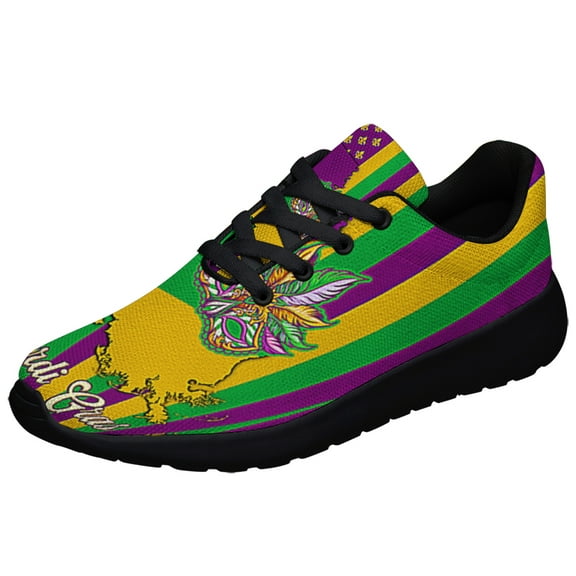 Louisiana Mardi Gras Masquerade Beads Mask Shoes Sneakers Black Size 12