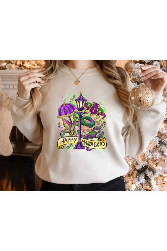 Louisiana Mardi Gras Sweatshirt: Fleur De Lis Carnival Design