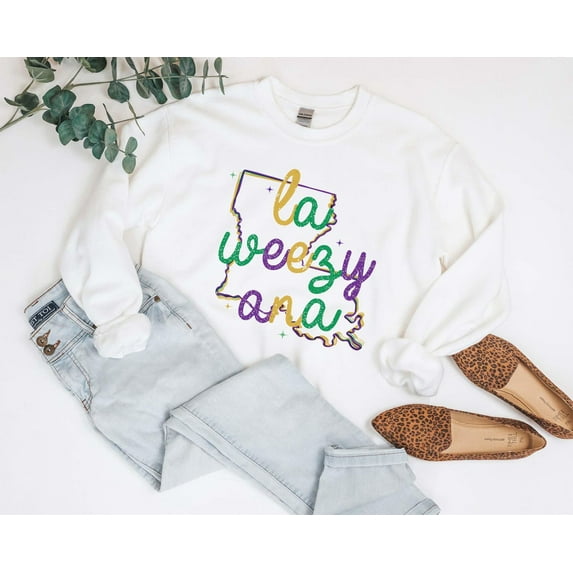 Louisiana Mardi Gras Sweatshirt: Map Hoodie, NOLA Festival All Size S-5Xl