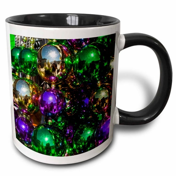 3drose, Louisiana, New Orleans, Market, Mardi Gras Beads - Us19 Wbi0182 - Walter Bibikow, 11oz Two-tone Black Mug