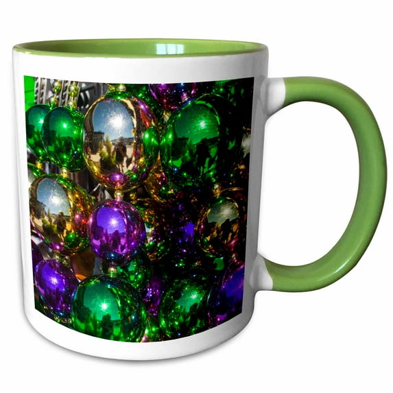 3drose, Louisiana, New Orleans, Market, Mardi Gras Beads - Us19 Wbi0182 - Walter Bibikow, 11oz Two-tone Green Mug
