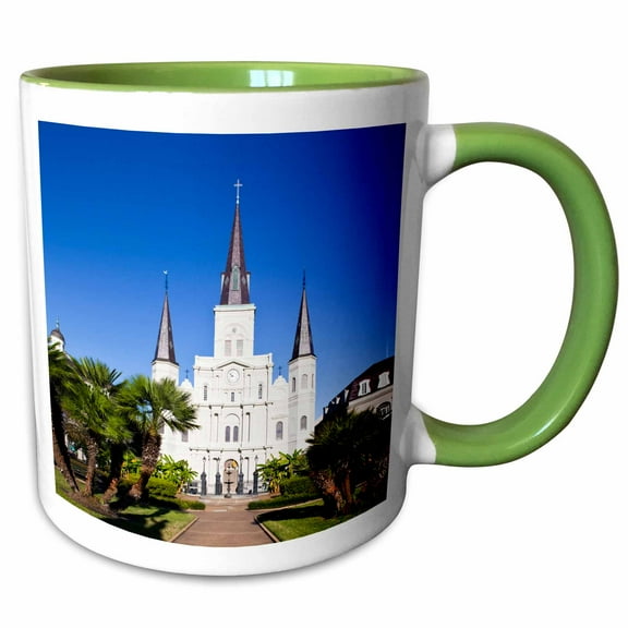 3drose, Louisiana, New Orleans, St. Louis Cathedral - Us19 Wbi0208 - Walter Bibikow, 15oz Two-tone Green Mug