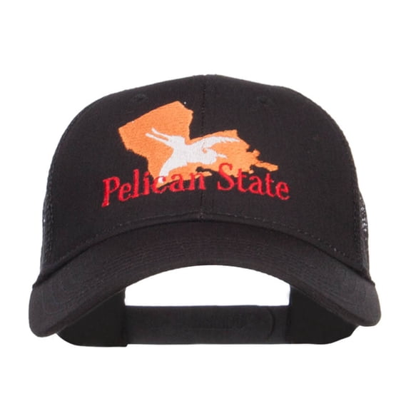 Louisiana Pelican State Embroidered Mesh Cap - Black OSFM