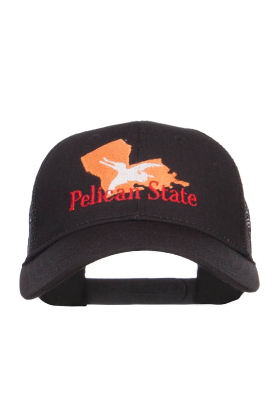 Louisiana Pelican State Embroidered Mesh Cap - Black OSFM