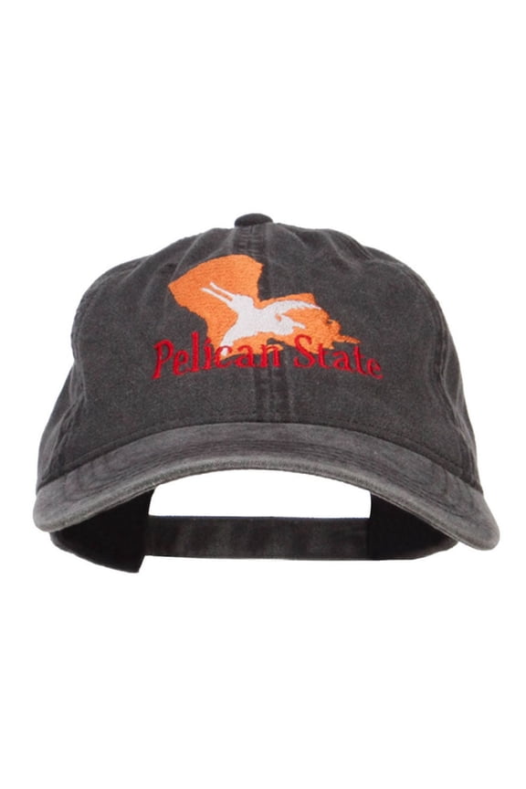 Louisiana Pelican State Embroidered Washed Cap - Black OSFM