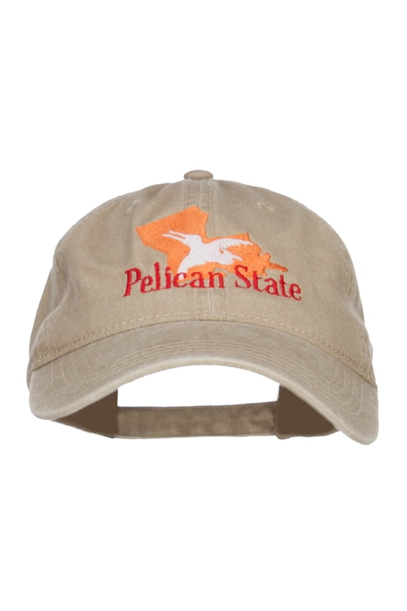 Louisiana Pelican State Embroidered Washed Cap - Khaki OSFM