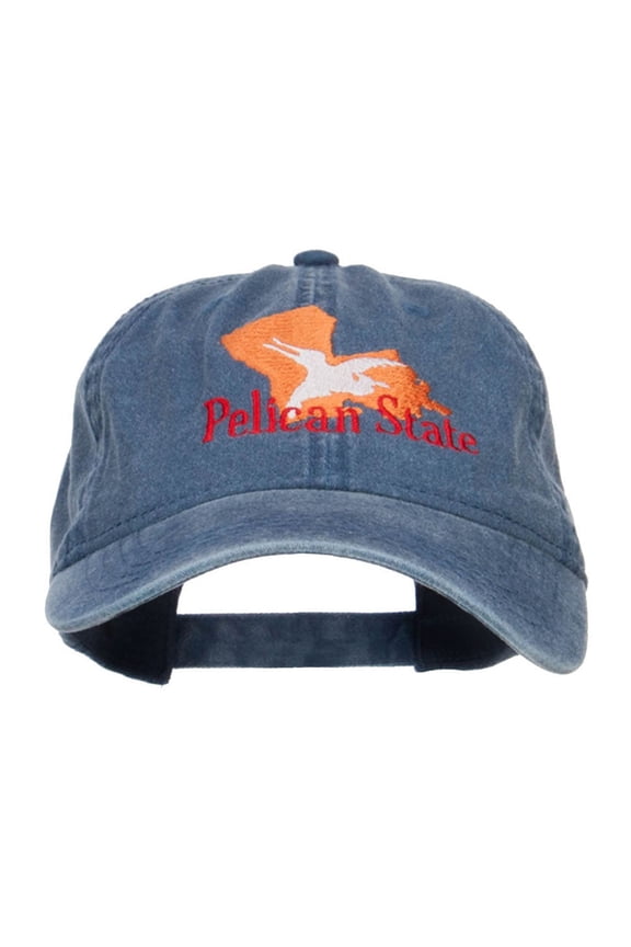 Louisiana Pelican State Embroidered Washed Cap - Navy OSFM