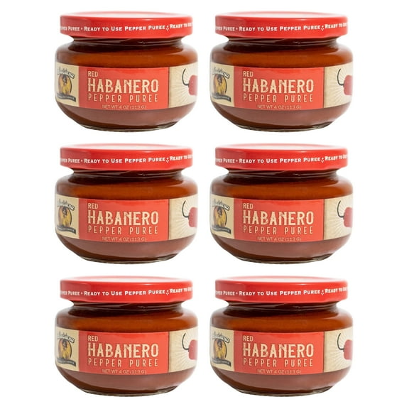 Louisiana Pepper Exchange 4oz Red Habanero Pepper Puree Sauce, 6-Pack