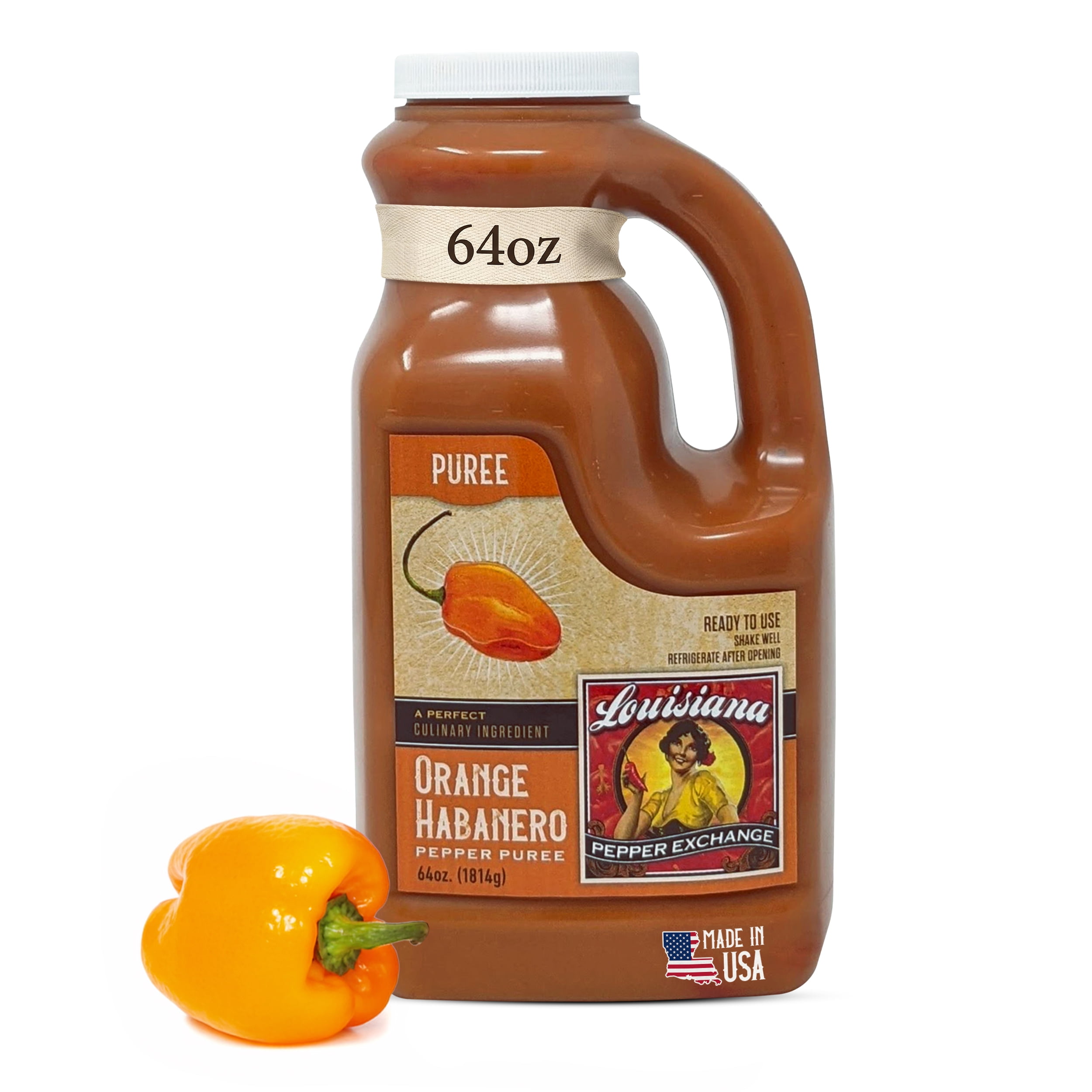 Louisiana Pepper Exchange 64oz Orange Habanero Pepper Puree Sauce