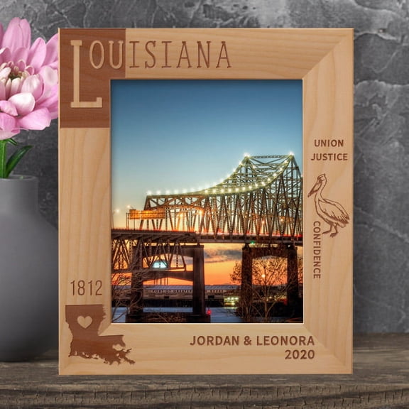 Louisiana Personalized Wooden Frame 8" x 10" Brown (Vertical)