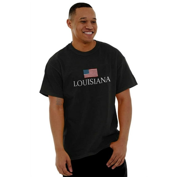 Louisiana Pride American Flag LA USA Men's Graphic T Shirt Tees Brisco Brands L