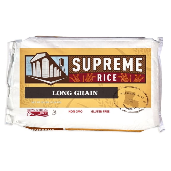 Louisiana Rice Mill Supreme White Rice, Long Grain, 25 Pounds