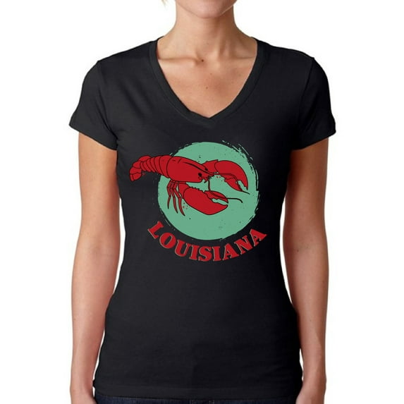 Louisiana Shirt for Women - V-neck - LA State USA Gift - Graphic Novelty Souvenir