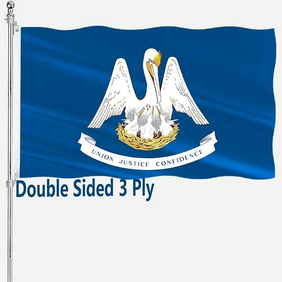 Louisiana State Flag 3x5 Double Sided Outdoor State Flags Heavy Duty 3 Ply with Durable Canvas Header and Brass Grommets Vivid Colors