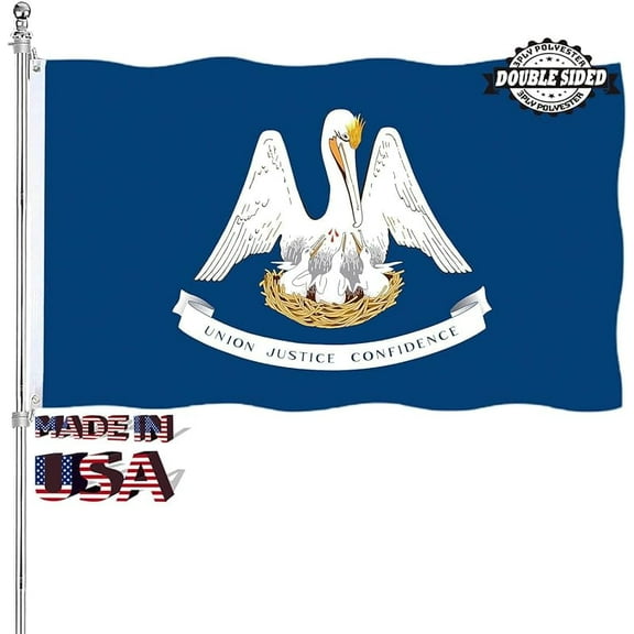 Louisiana State Flag 3x5 Outdoor Double Sided LA Flags Heavy Duty 3 Ply Polyester Material with 2 Metal Grommets, 4 Rows of Stitching