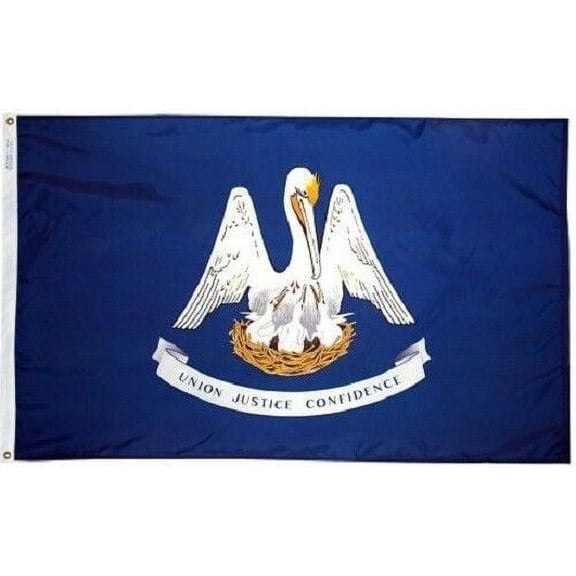 Louisiana State Flag 3x5 ft Printed Brass Grommets 150D Quality Polyester