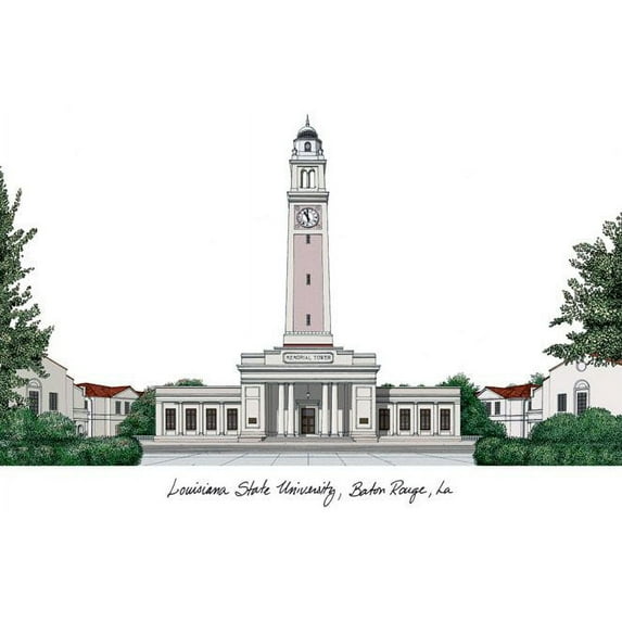 Louisiana State University 11w x 8.5h Manhattan Black Single Mat Gold Embossed Diploma Frame with Bonus Campus Images Lithograph (value savings at $59)