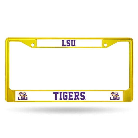 Louisiana-St-LSU-Tiger's Yellow Painted Chrome Metal License Plate Frame