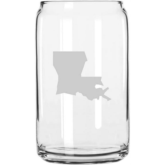 Louisiana States Etched 16oz Libbey Can Glass