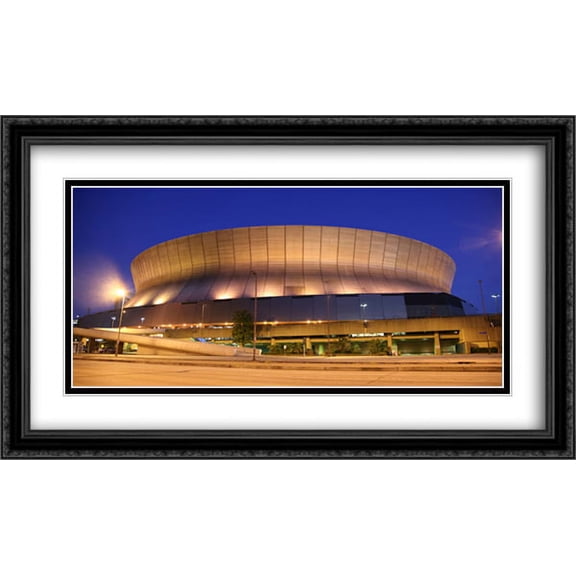 Louisiana Superdome, New Orleans 2x Matted 40x24 Large Black Ornate Framed Art Print by The Cityscape Art Print Series