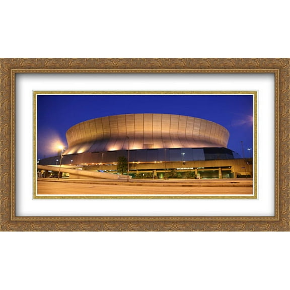 Louisiana Superdome, New Orleans 2x Matted 40x24 Large Gold Ornate Framed Art Print by The Cityscape Art Print Series