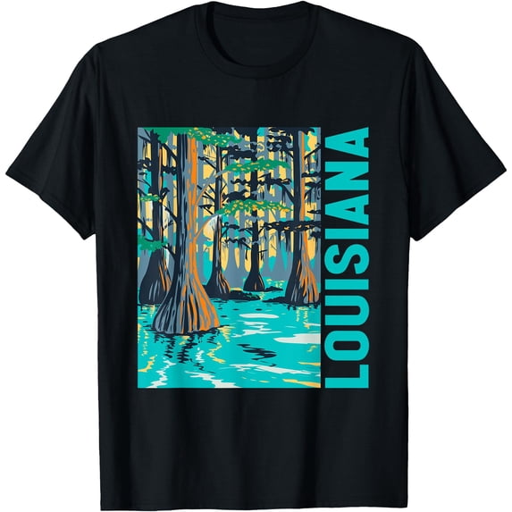Louisiana Swamp Bald Cypress Tree Louisiana Travel Souvenir T-Shirt ...