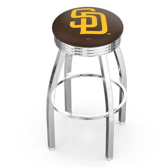 Silver San Diego Padres 25" Chrome Ringed Swivel Counter Stool