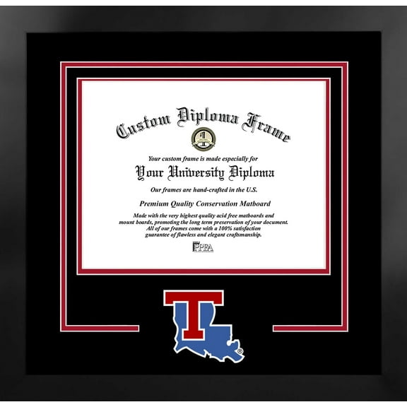 Louisiana Tech Bulldogs 11w x 8.5h Spirit Diploma Manhattan Black Frame with Bonus Campus Images Lithograph (value savings $59)