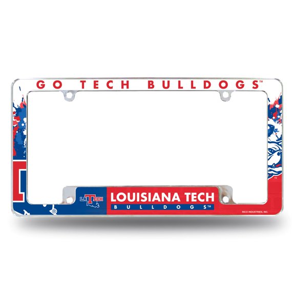Louisiana Tech NCAA Bulldogs Chrome Metal License Plate Frame with Bold Full Frame Design