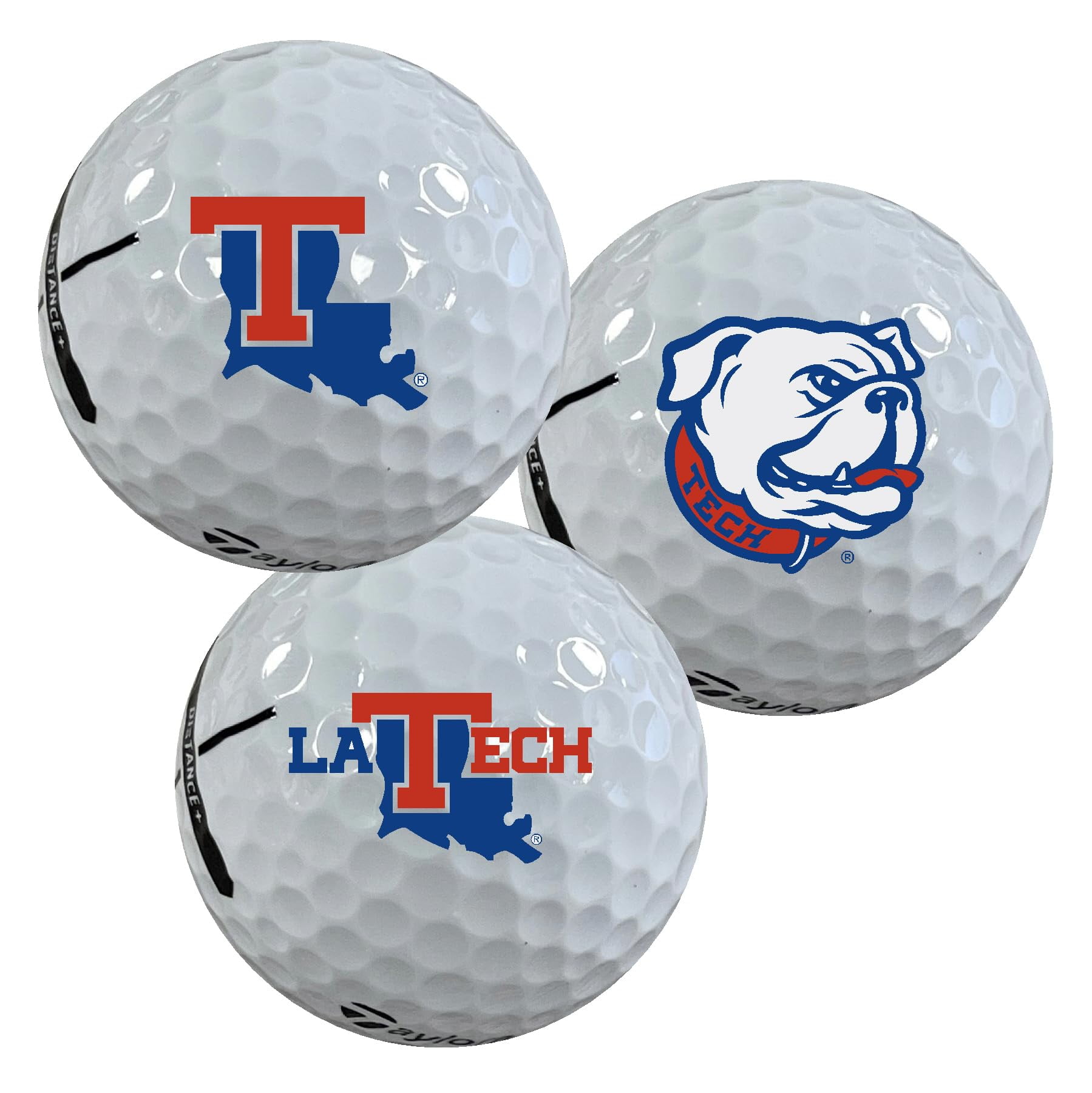 Louisiana Tech University Bulldogs Logo Edition Taylormade Distance+ Golf Balls 12-Pack (Dozen)