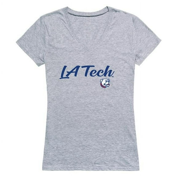 Louisiana Tech University Bulldogs Women Script T-Shirt, Heather Grey - Large