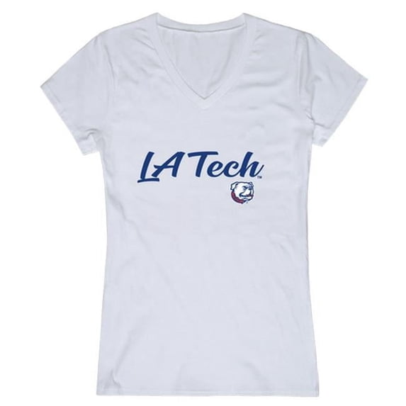Louisiana Tech University Bulldogs Women Script T-Shirt, White - Large