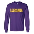 thumbnail image 1 of Louisiana Tshirt Football Team Color Purple and Gold Distressed Louisiana State Name Tiger Mens Long Sleeve T-shirt Graphic Tee-Purple-4xl, 1 of 4