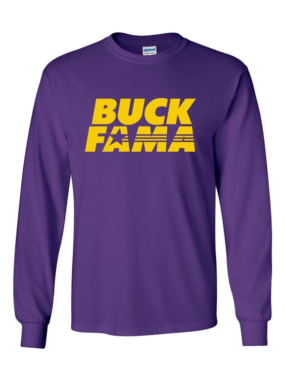 Louisiana Tshirt Football Team Color Purple and Gold Louisiana Buck Fama Funny Tiger Mens Long Sleeve T-shirt Graphic Tee-Purple-medium