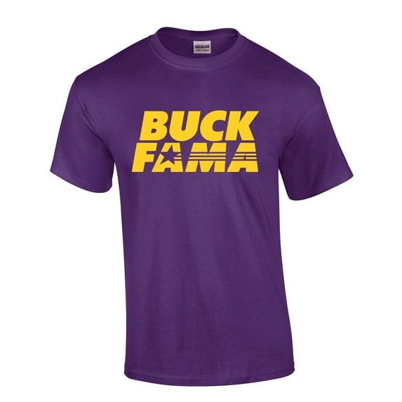 Louisiana Tshirt Football Team Color Purple and Gold Louisiana Buck Fama Funny Tiger Mens Short Sleeve T-shirt Graphic Tee-Purple-xl