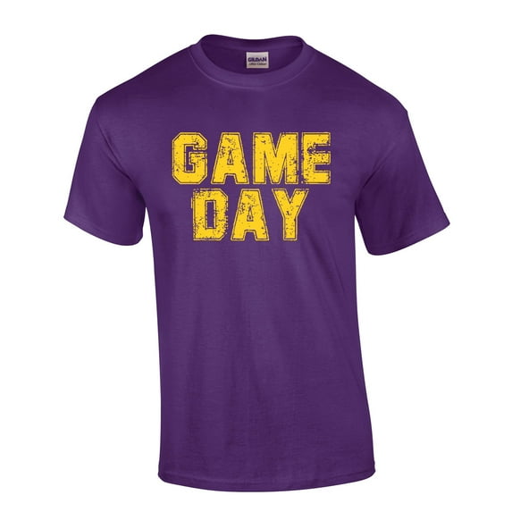 Louisiana Tshirt Football Team Color Purple and Gold Louisiana Game Day Shirt Tiger Mens Short Sleeve T-shirt Graphic Tee-Purple-xxl