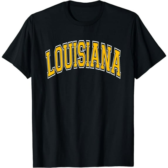 Louisiana Varsity Style Amber Text T-Shirt