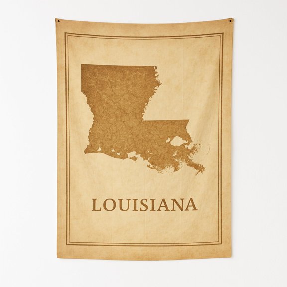 Louisiana Wall Tapestry for Bedroom by DC | Ancient USA State Map Tapestry Wall Hanging & Aesthetic Decor for Dorm, Living Room, Picnic & Home | 30"x40"