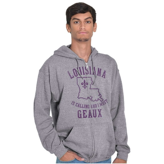 Louisiana is Calling Funny Creole Pun Unisex Fleece Graphic Zip Up Hoodie Brisco Brands 2X