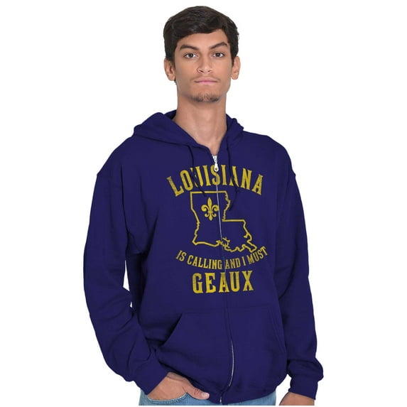 Louisiana is Calling Funny Creole Pun Zip Up Hoodie Men's Women's Brisco Brands 3X